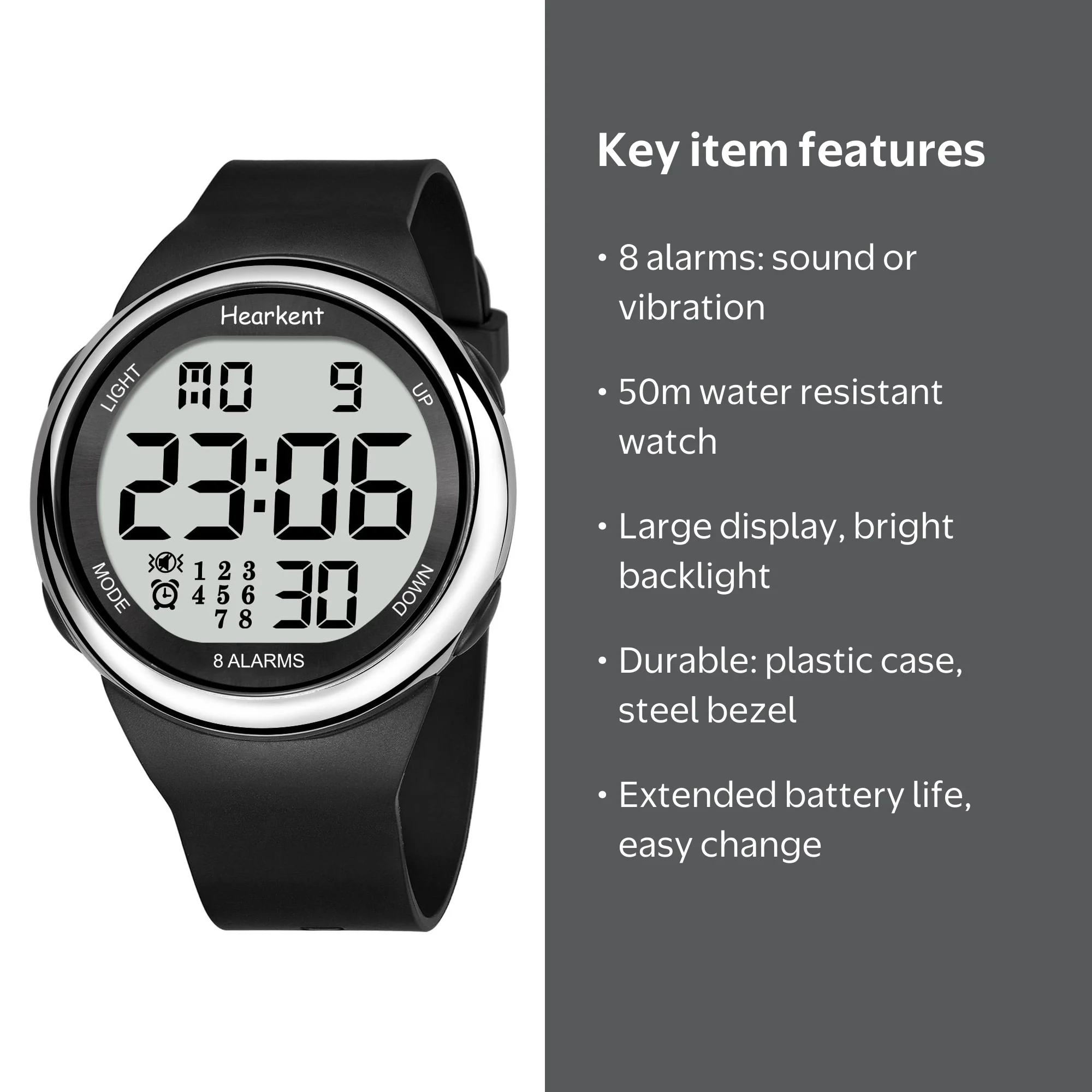 Hearkent Medical Alert Watch, 8 Alarms & Vibrating Reminder for