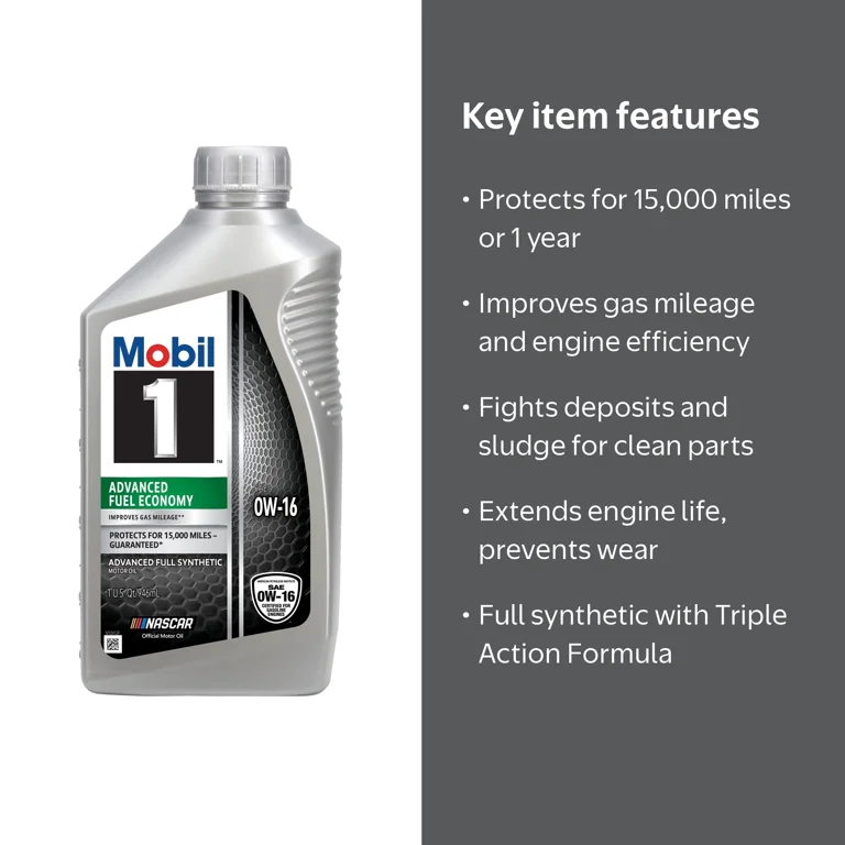 Mobil 1 Advanced Fuel Economy Full Synthetic Motor Oil 0W-16