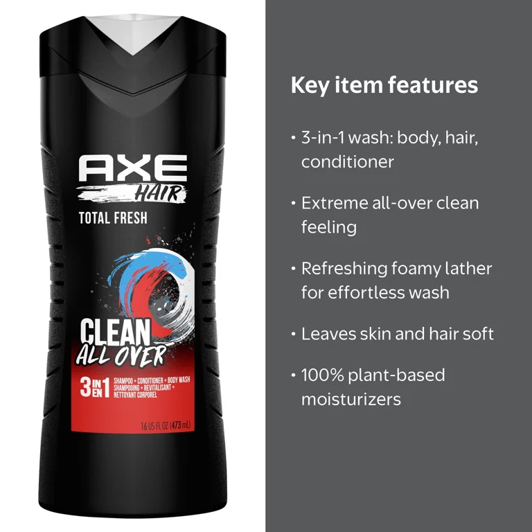 Axe, Body Hair Wash, 16 fl oz, Total Fresh Multicolor - Walmart.com