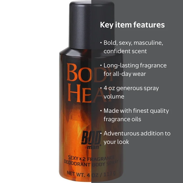 BOD Man Body Heat Sexy Fragrance Deodorant Body Spray, 4 oz