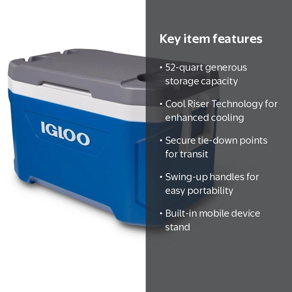 Igloo 52 Qt. Latitude Cooler, Indigo Blue, Eco-friendly Insulation