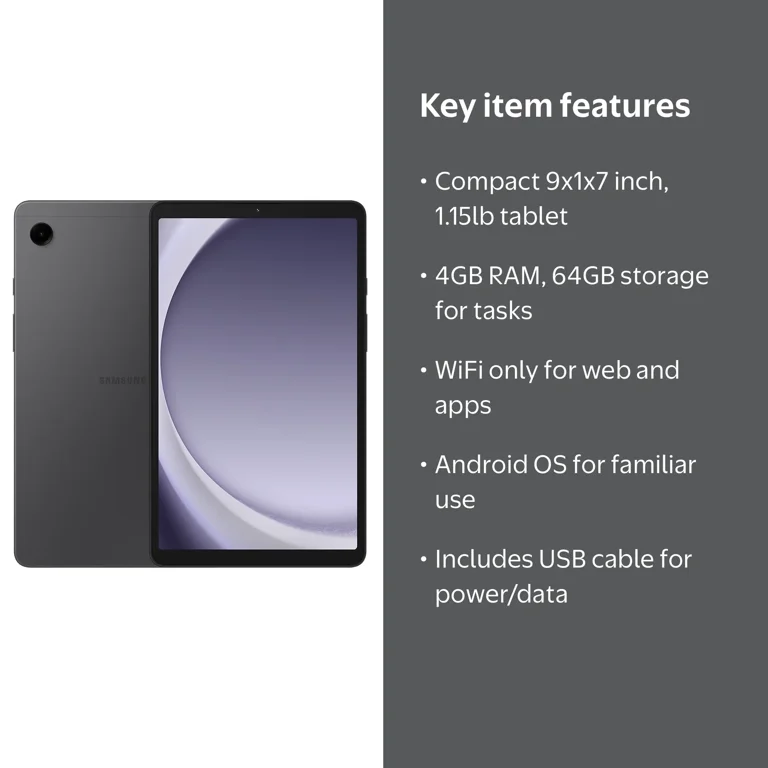 Samsung, Galaxy Tab A9, SM-X110, 64GB 4GB RAM WiFi Gray - Walmart.com