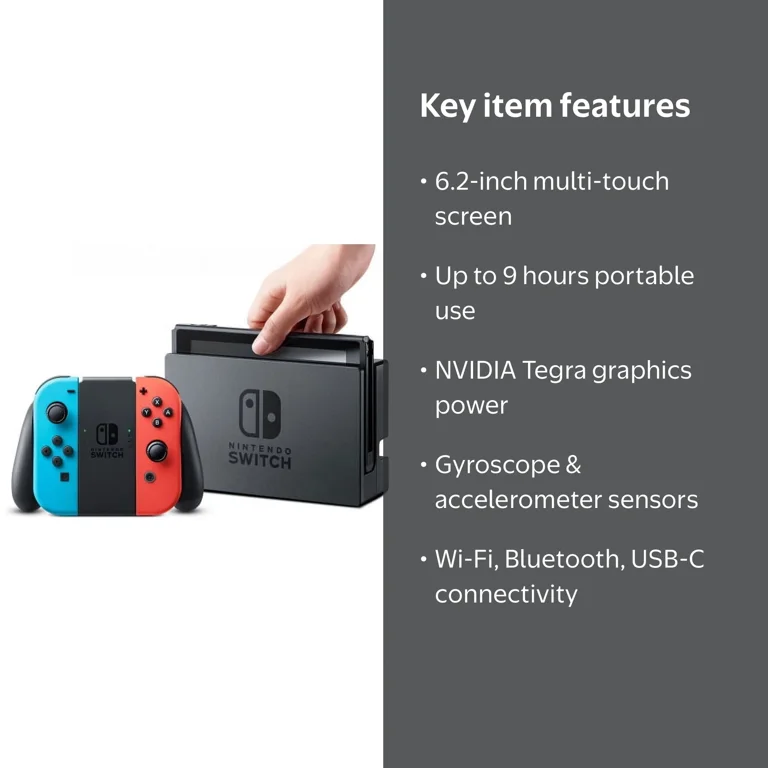 Nintendo Switch System - TV Mode, Neon Blue & Red Joy-Con Console