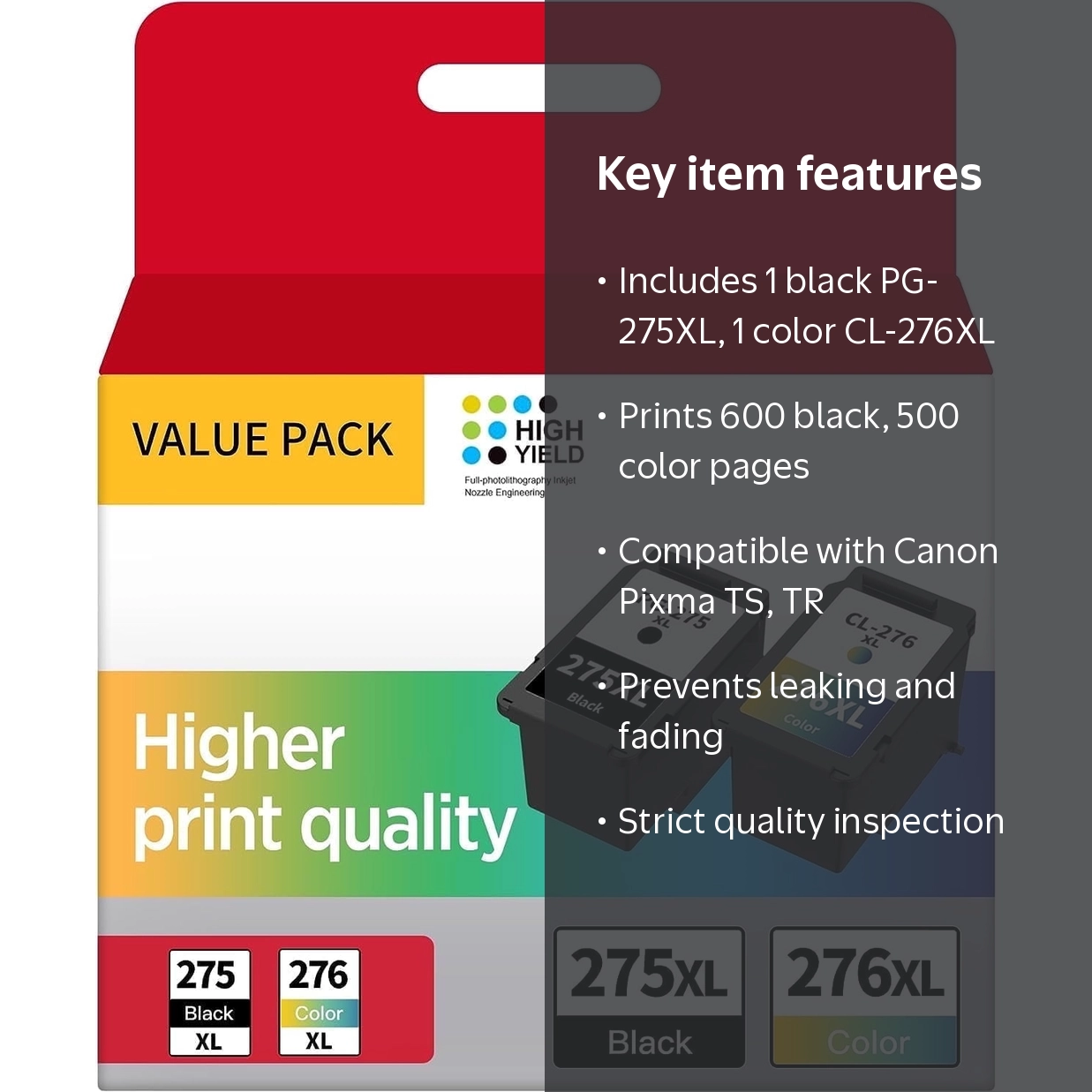 PG-275XL CL-276XL Printer Ink Cartridges, Canon Ink 275 276 XL