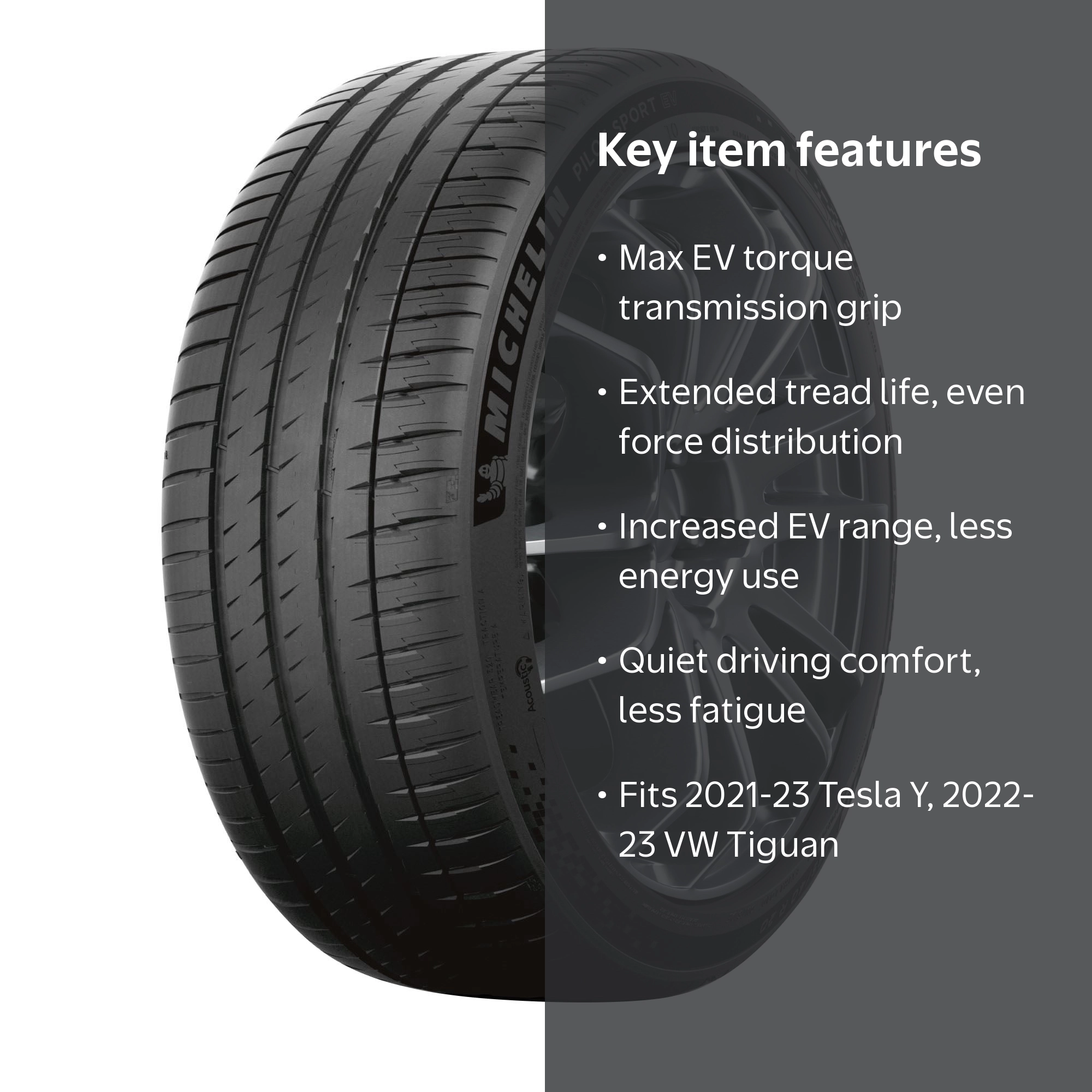 Michelin Pilot Sport EV All-Season 255/40R20/XL 101W Tire Fits