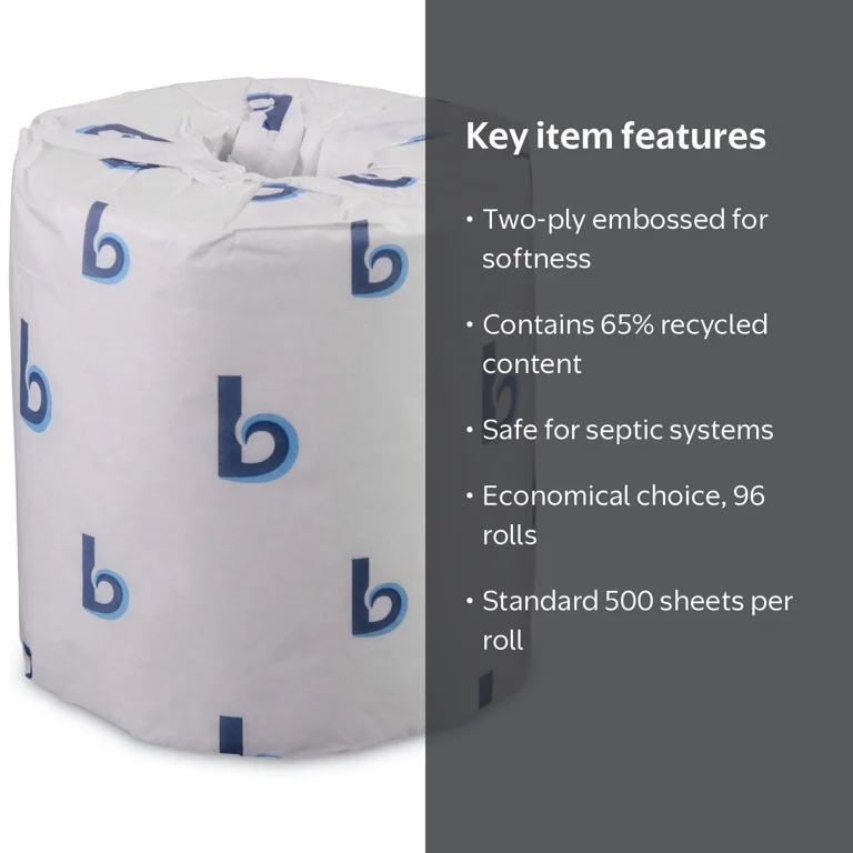 Boardwalk Two-Ply Toilet Tissue, Septic Safe, White, 4.5 x 3.75