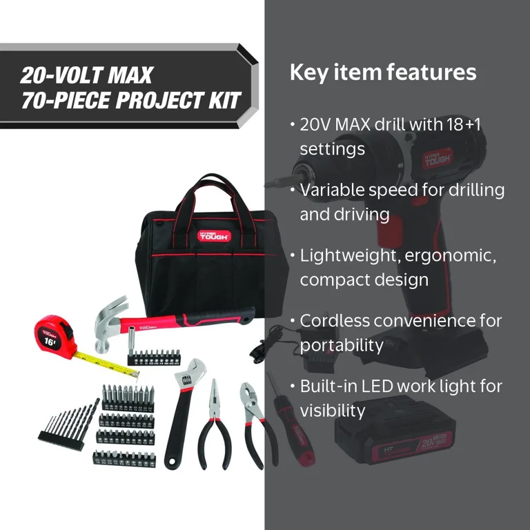 Hyper Tough 20V MAX 75-Piece Project Kit, Holiday Gift - Walmart.com