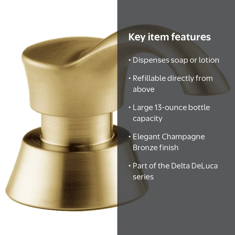 Free Shipping! Delta DeLuca Soap / Lotion Dispenser in Champagne