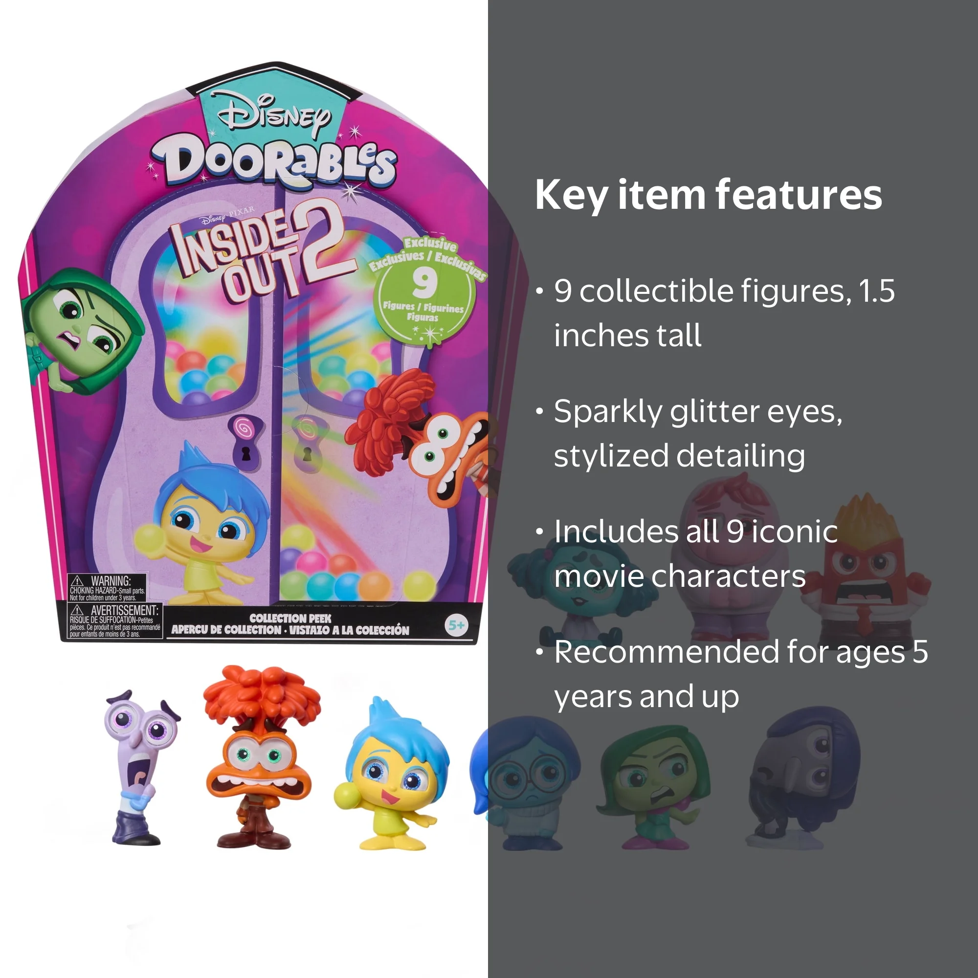 Disney Doorables Inside Out 2 9pk Collectible Figures, Ages 5+