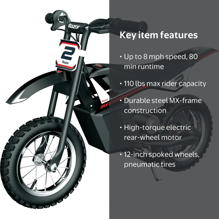 Razor MX125 Mini Electric-Powered Dirt Bike for Teens, Motocross