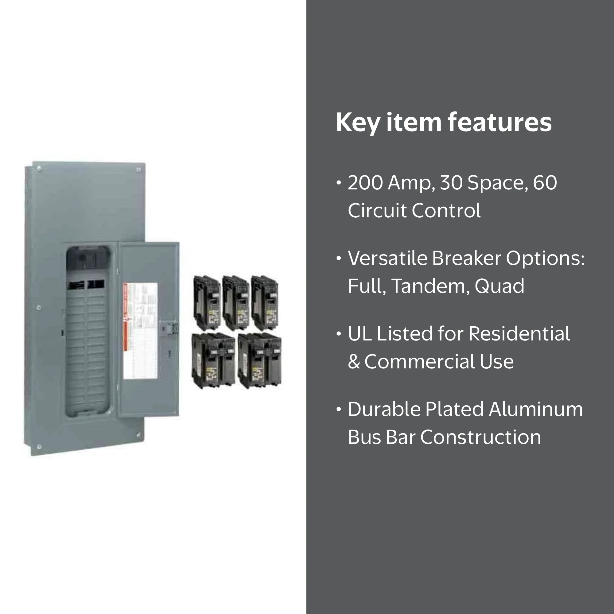 Square D 200 Amp Indoor Main Breaker Qwik-Grip Load Center, 30