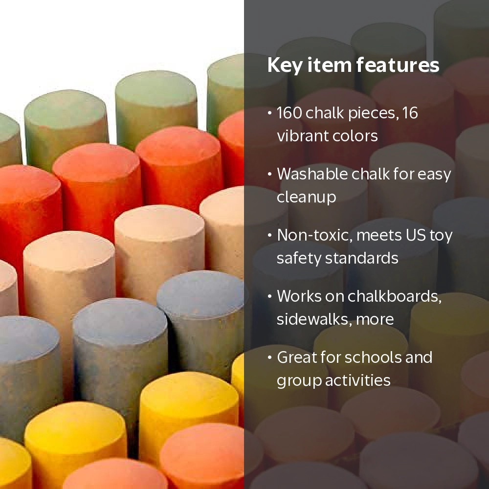 Joyfy, Sidewalk Chalks, 160PCS, Washable Outdoor Art Play