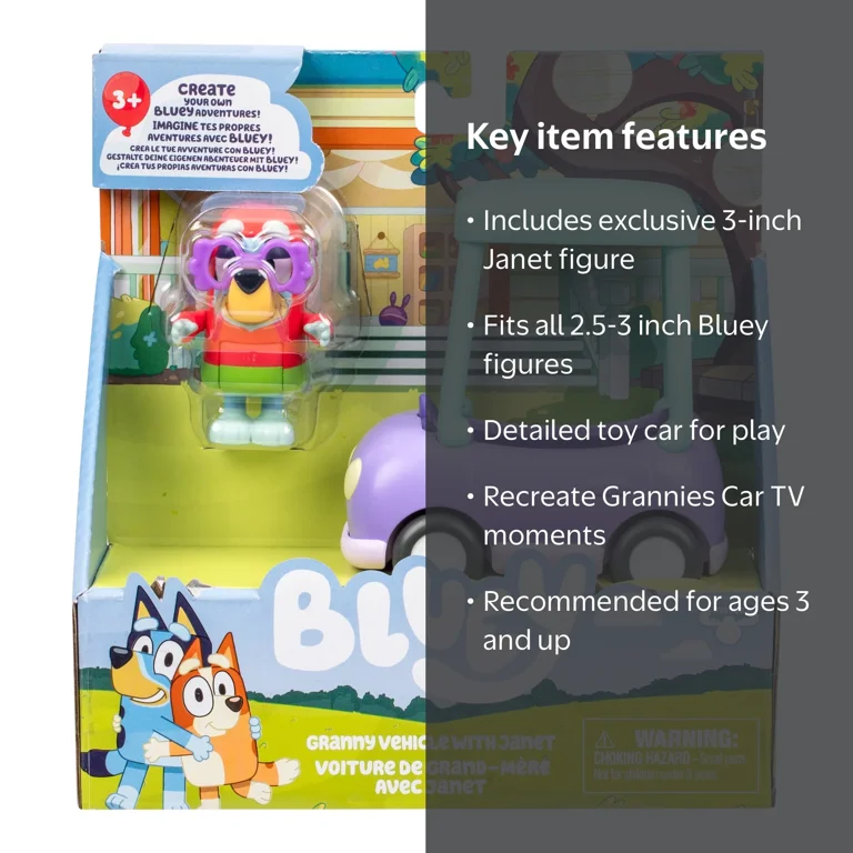 Bluey, Ride Along Grannies Car, Janet Figure, Fits 3 Inch Doll