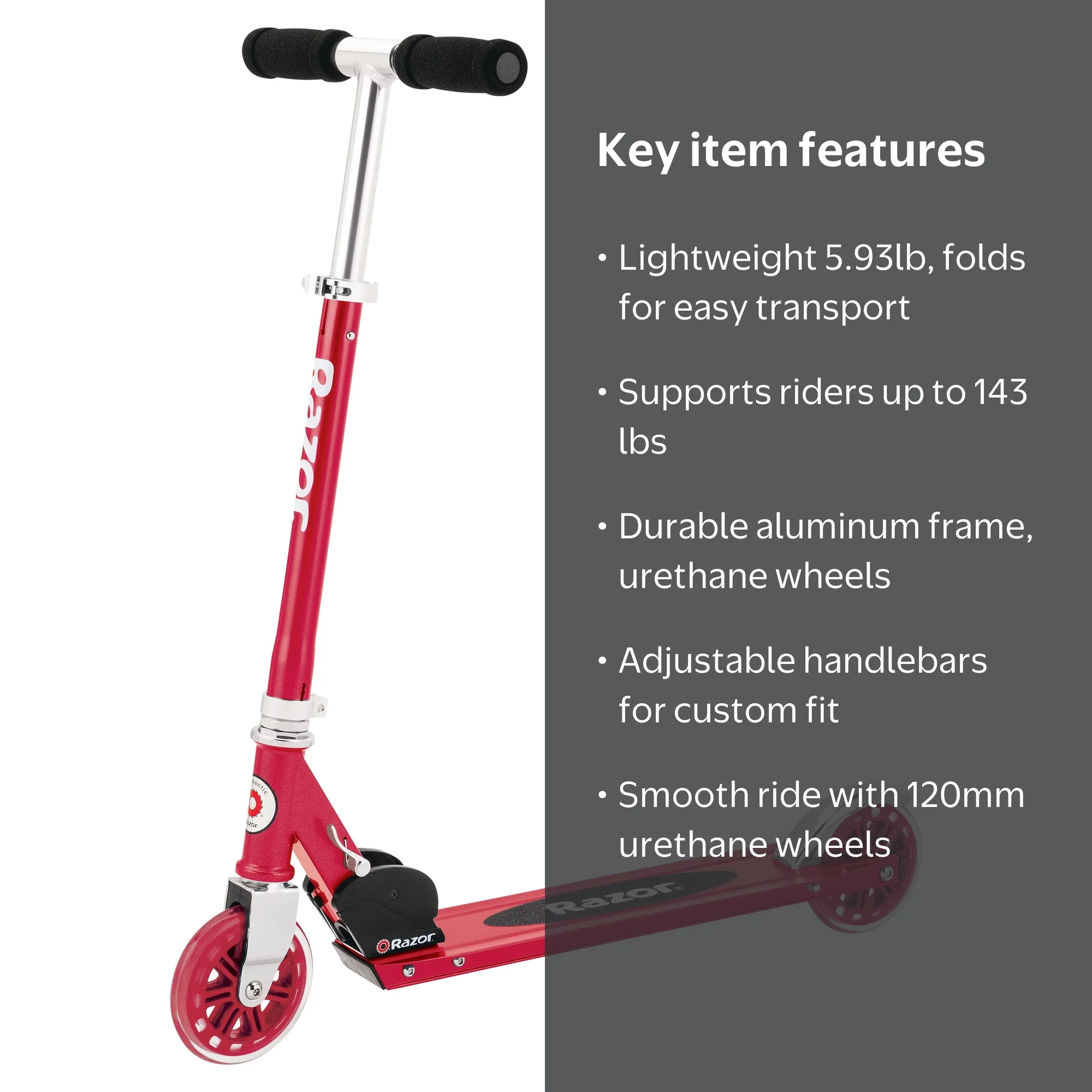 Razor, Kick Scooter, A125 Anodized Aluminum, Lightweight Foldable