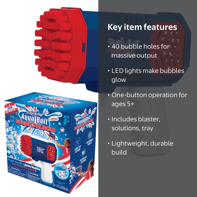 Supreme Aqua Bolt Bubblepalooza, Automatic Bubble Blowing Gun Toy