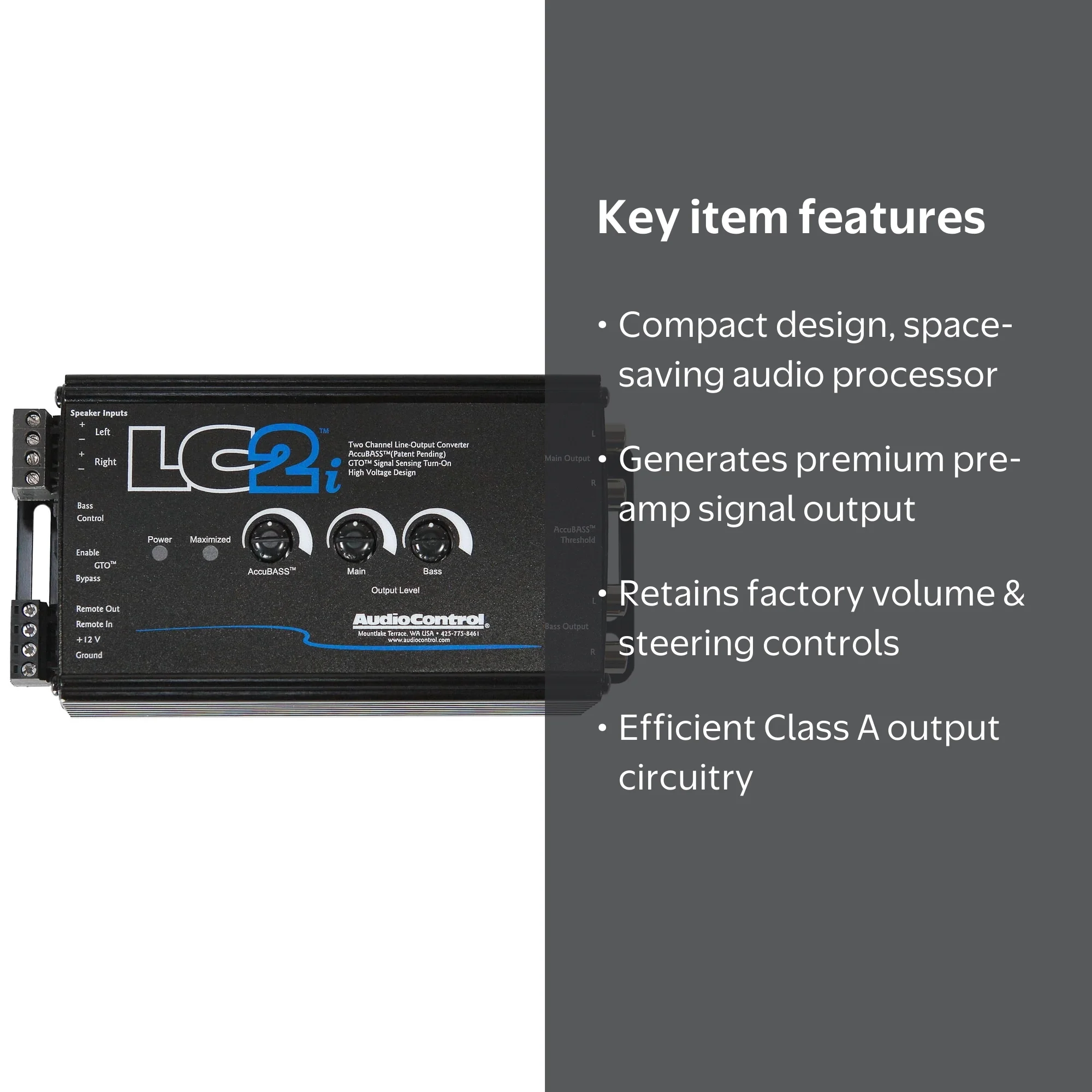 AudioControl, LC2i 2-Channel Processor, 400 W RMS, Black - Walmart.com