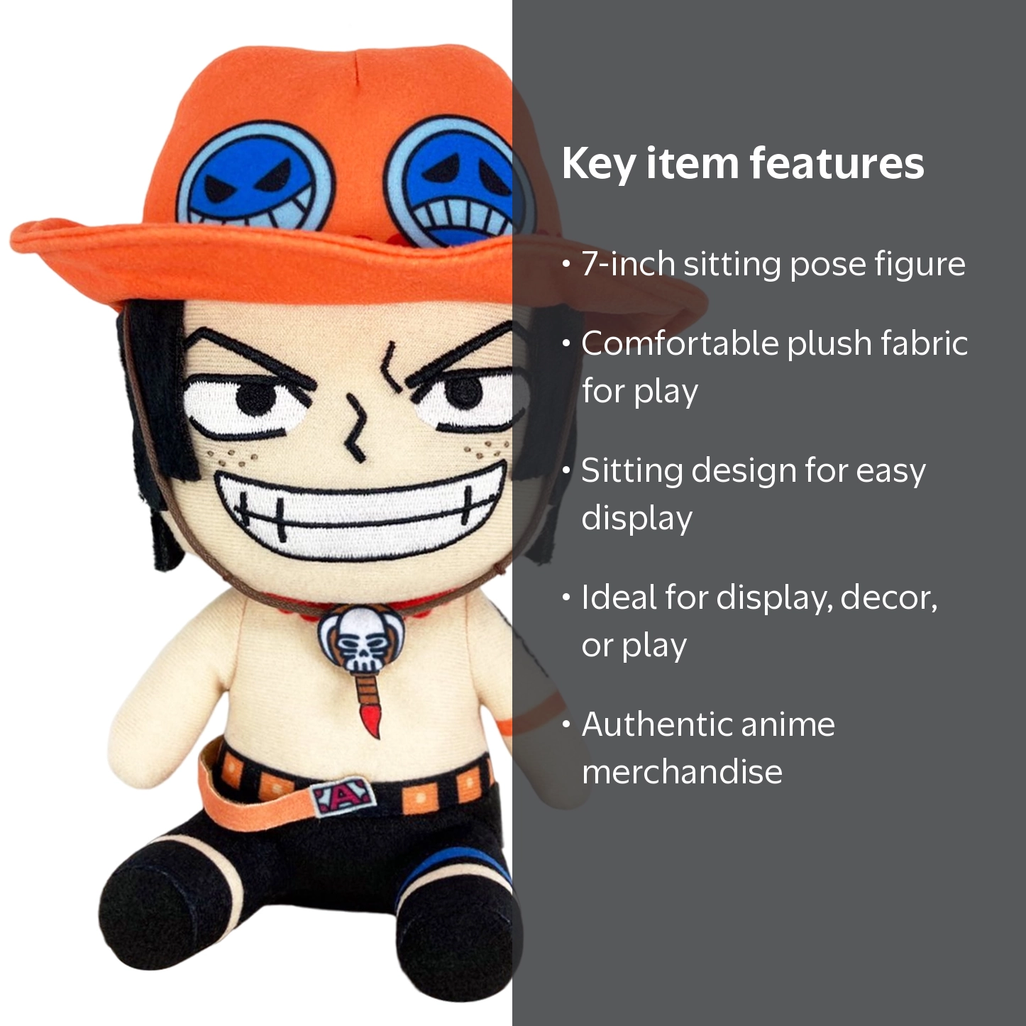 ONE PIECE - ACE SITTING POSE PLUSH 7'' - Walmart.com