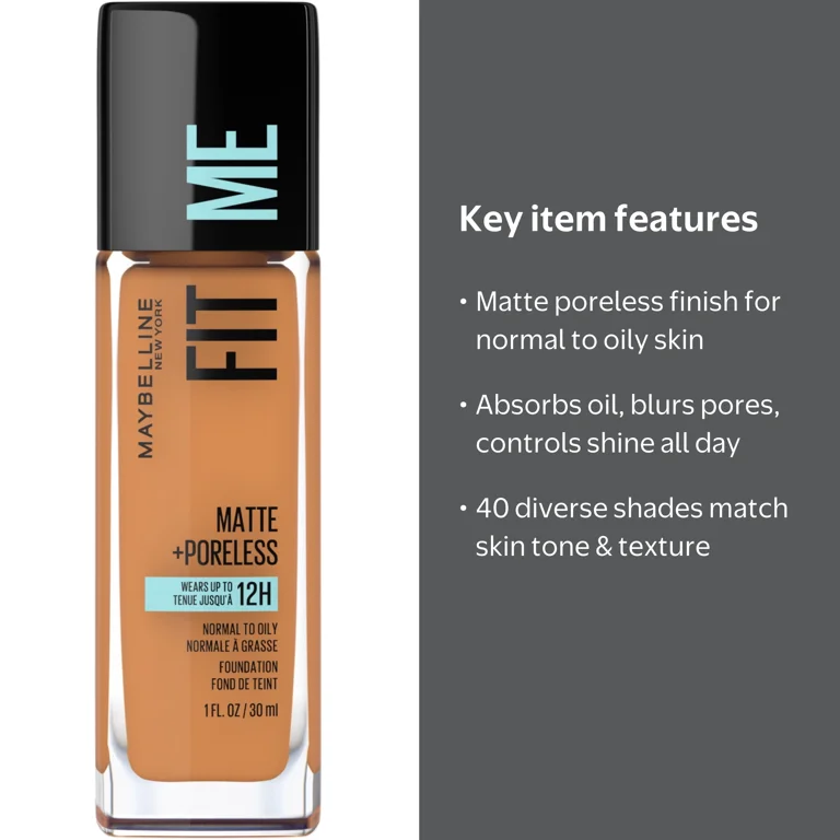 Maybelline, Liquid Foundation, 334 Warm Sun, Matte Poreless