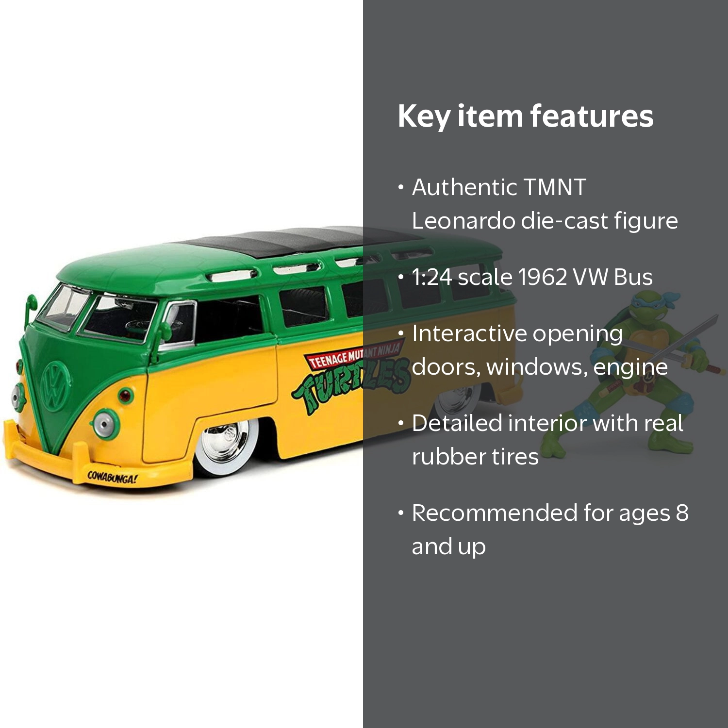 TMNT Model Die-cast 1962 Volkswagen Bus with 2.75