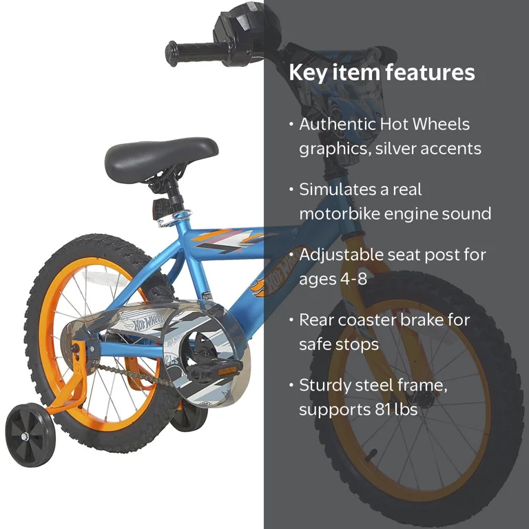 Dynacraft Hot Wheels Boys 16-Inch BMX Bike for Ages 5-7, Blue