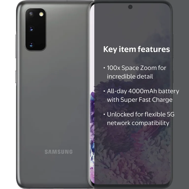 Restored Samsung Galaxy S20 5G Unlocked Cosmic Grey (Refurbished
