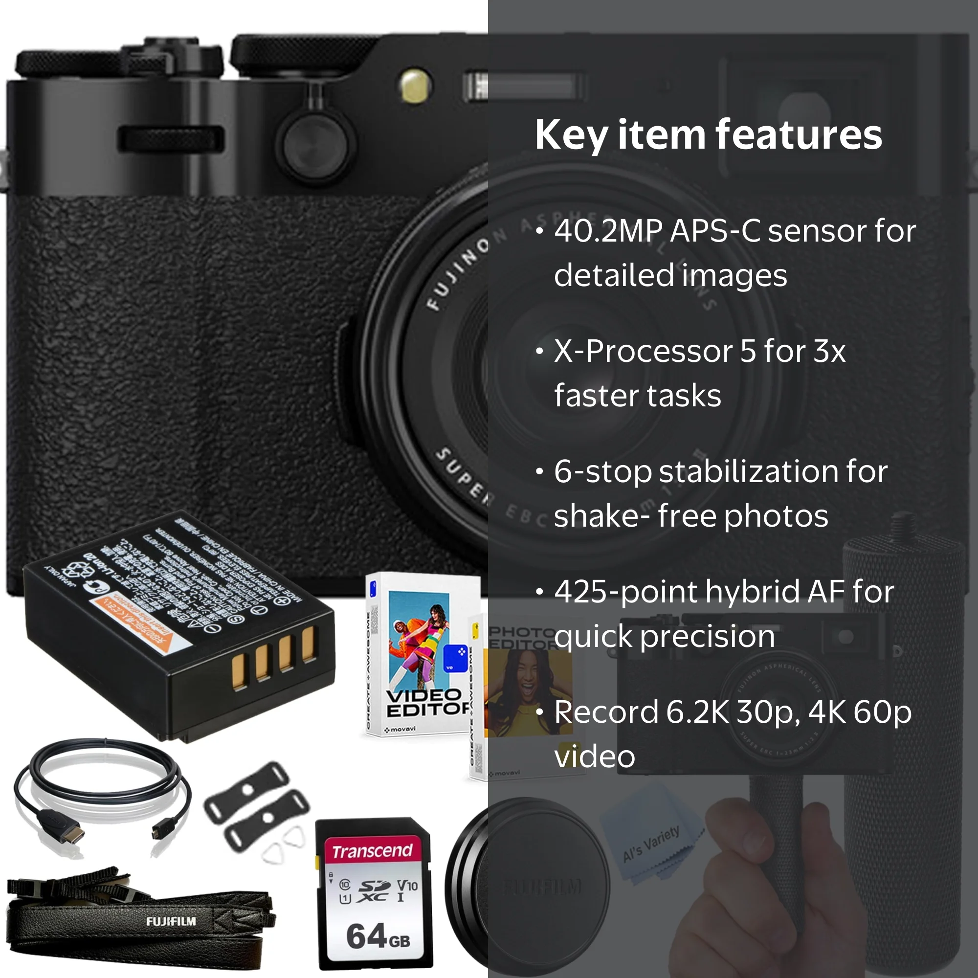 Fujifilm, Digital Camera, 40.2MP, Black + 64GB Memory - Walmart.com