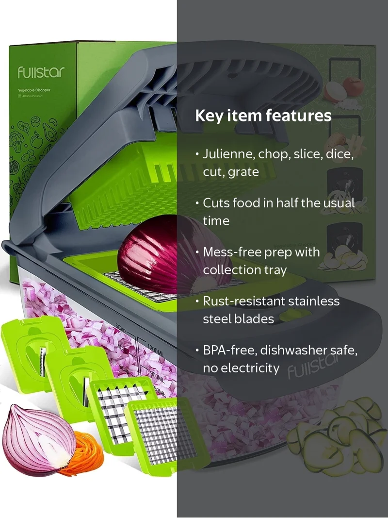 Fullstar Heavy-Duty Multipurpose Vegetable Chopper, Food Slicer