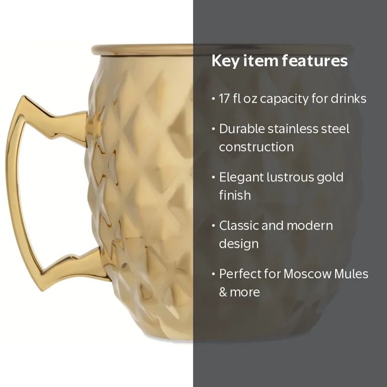 Thyme & Table Gold Stainless Steel 17oz Moscow Mule Mug, Durable
