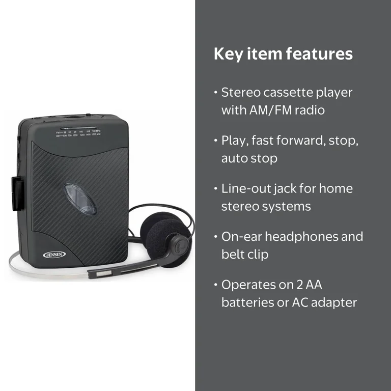Jensen, Cassette Player, SCR-75-HP, with AM FM Radio and