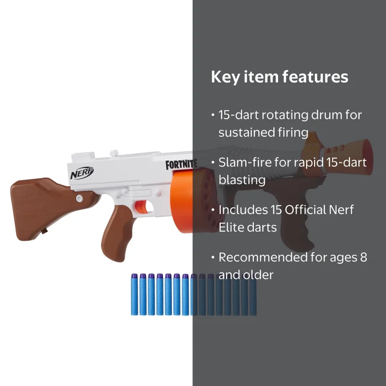 Nerf Fortnite DG Blaster with 15-Round Rotating Drum, Pump Action