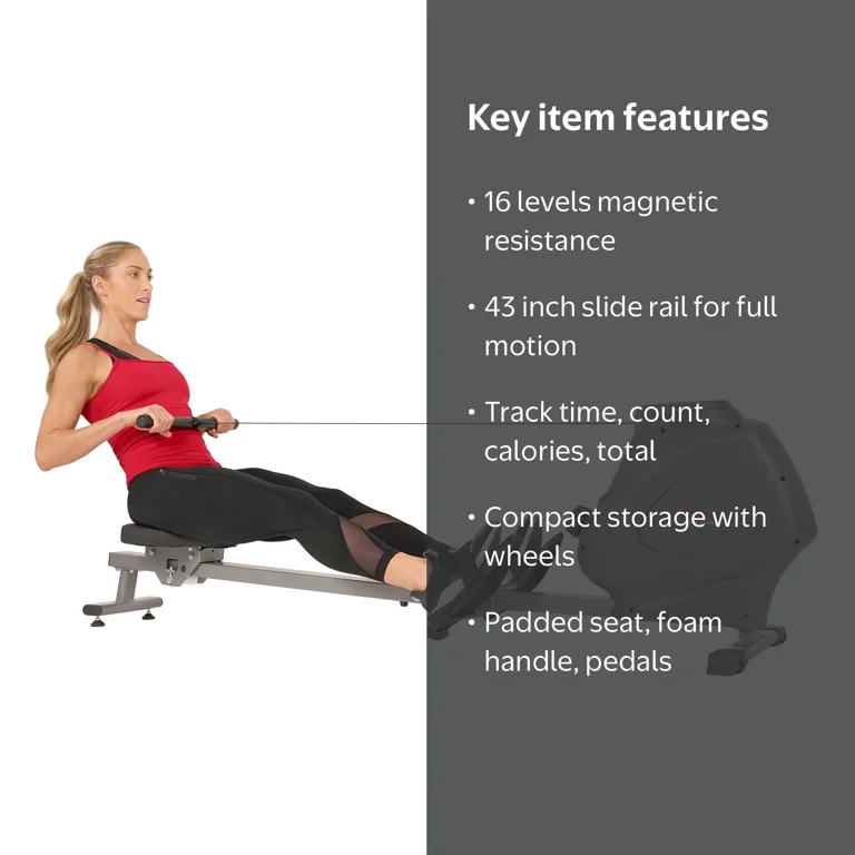 Sunny Health & Fitness Magnetic Rowing Machine SF-RW5801, LCD