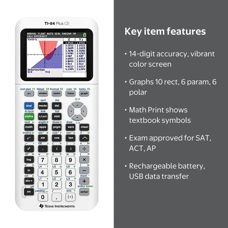 Texas Instruments TI-84 Plus CE White Graphing Calculator