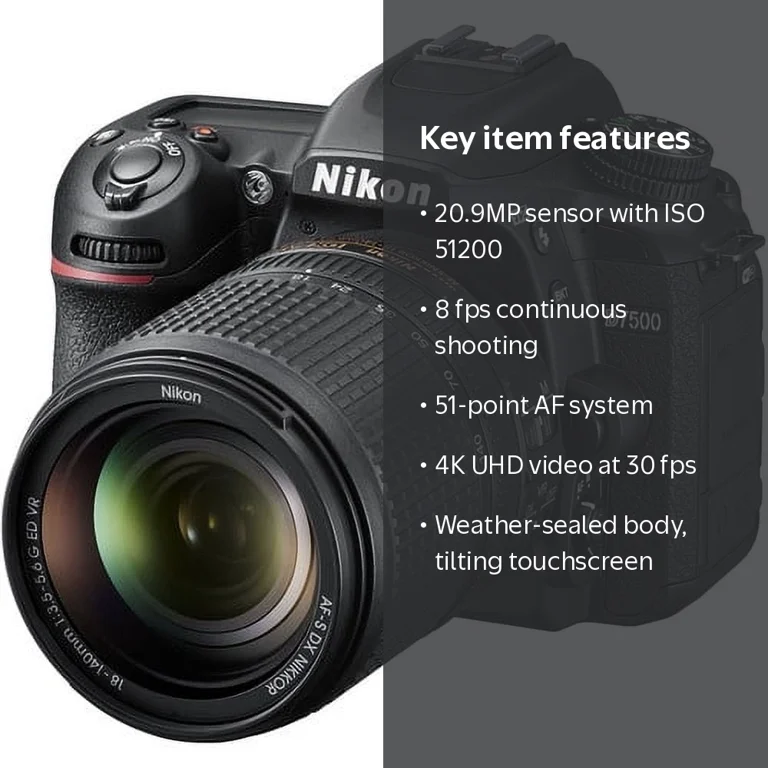 Nikon D7500 DSLR Camera with 18-140mm Lens, 20.9MP, 4K UHD Video