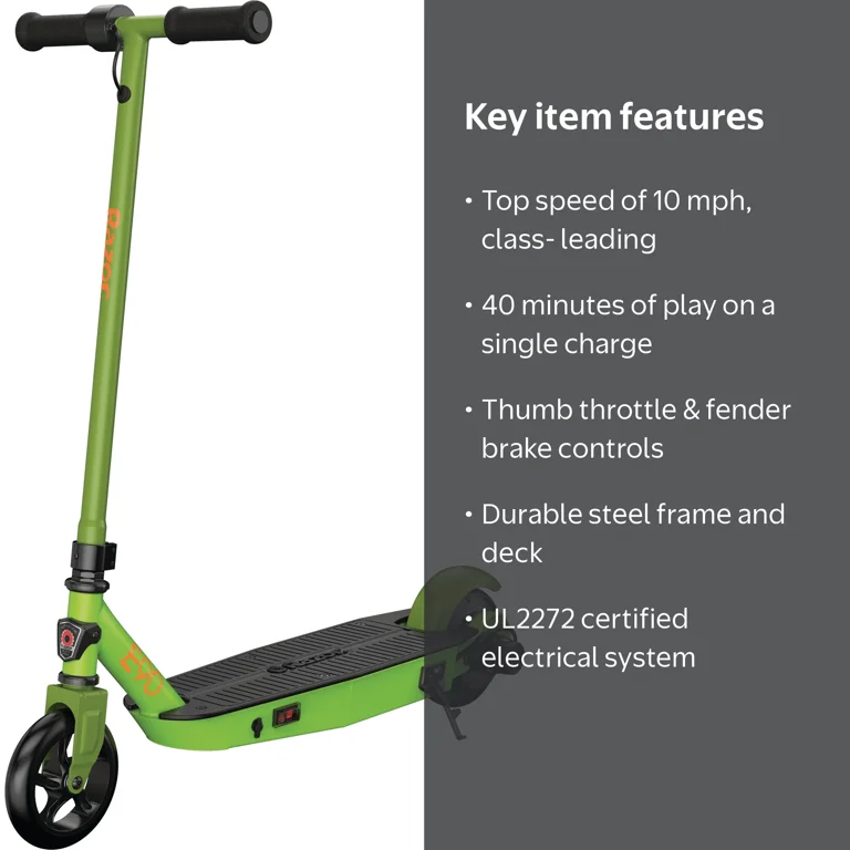 Razor Black Label E90 Electric Power Scooter - Green, for Kids