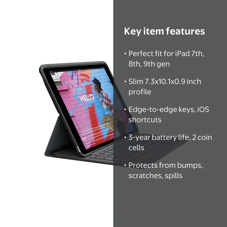 Logitech iPad Keyboard Case, Slim Folio with wireless keyboard