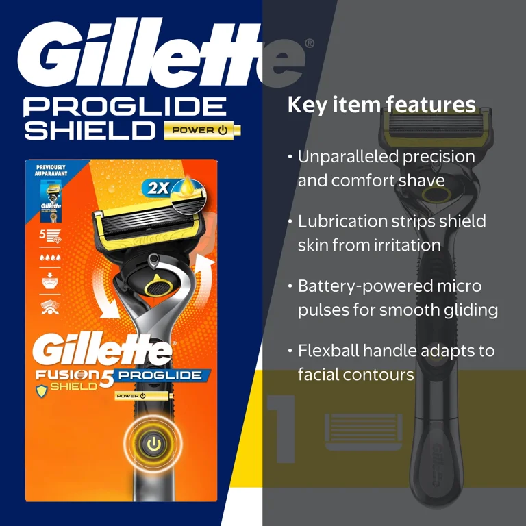 Gillette ProGlide Shield Power Men's Razor Handle with 5 Blades