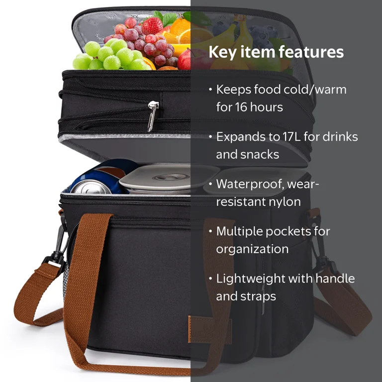 GPED Insulated Lunch Bag for Men and Women, Expandable 17L Cooler