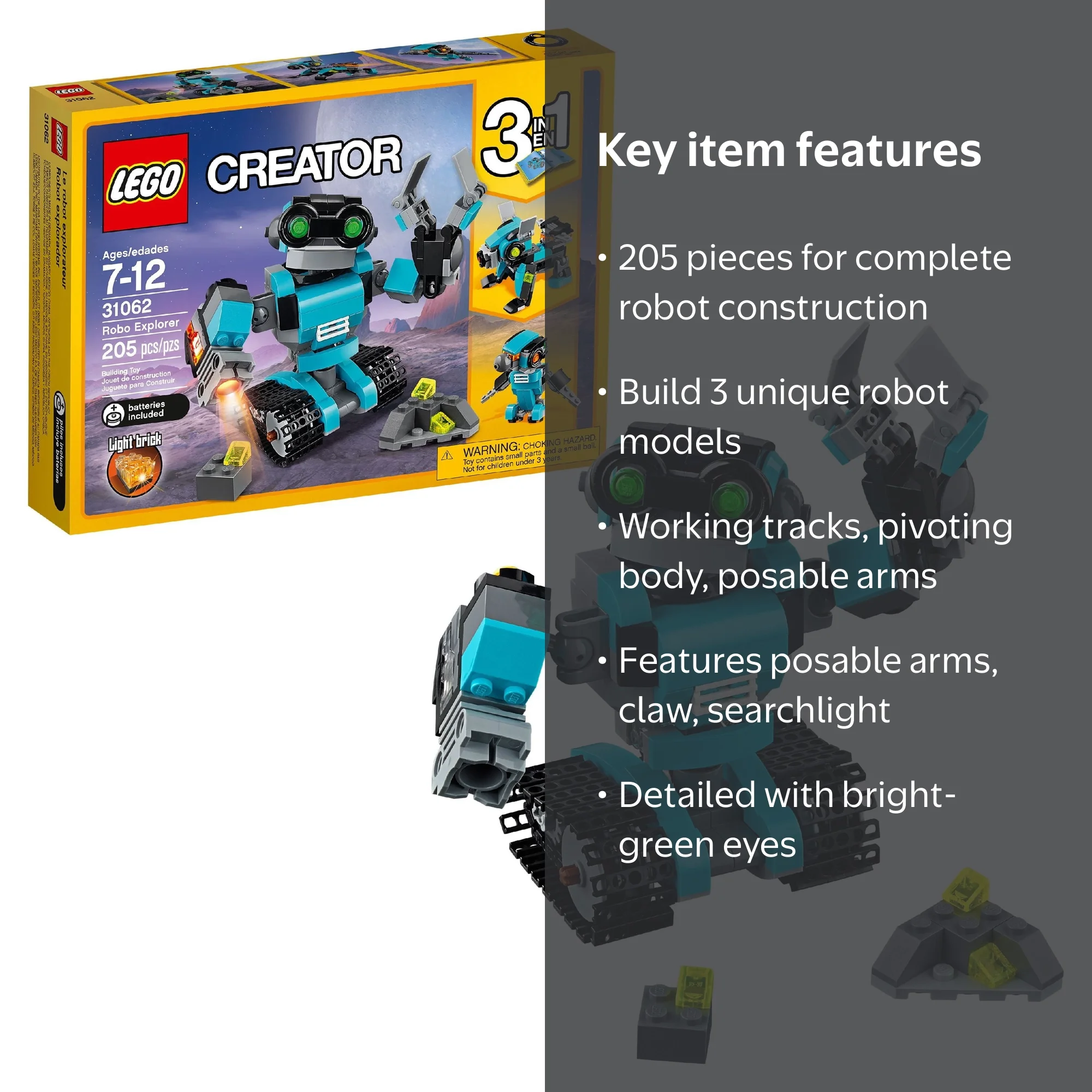 LEGO Creator 3in1 Robo Explorer 31062 Robot Set - 205 Pieces