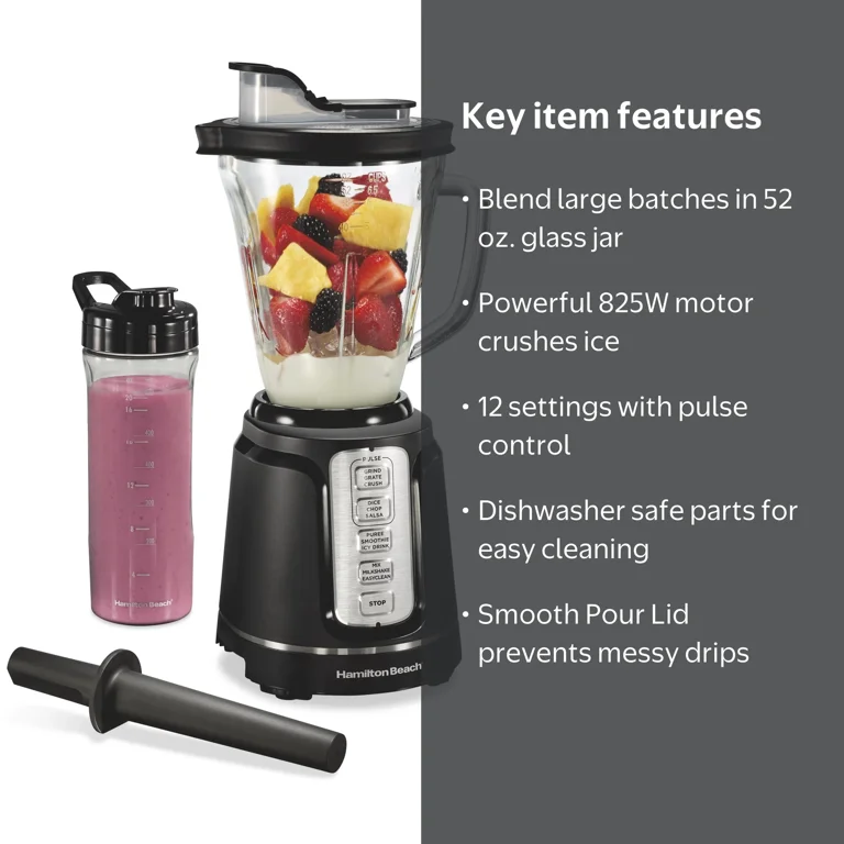 Hamilton Beach PowerBlend Duo Smoothie Blender for Kitchen, 52 oz