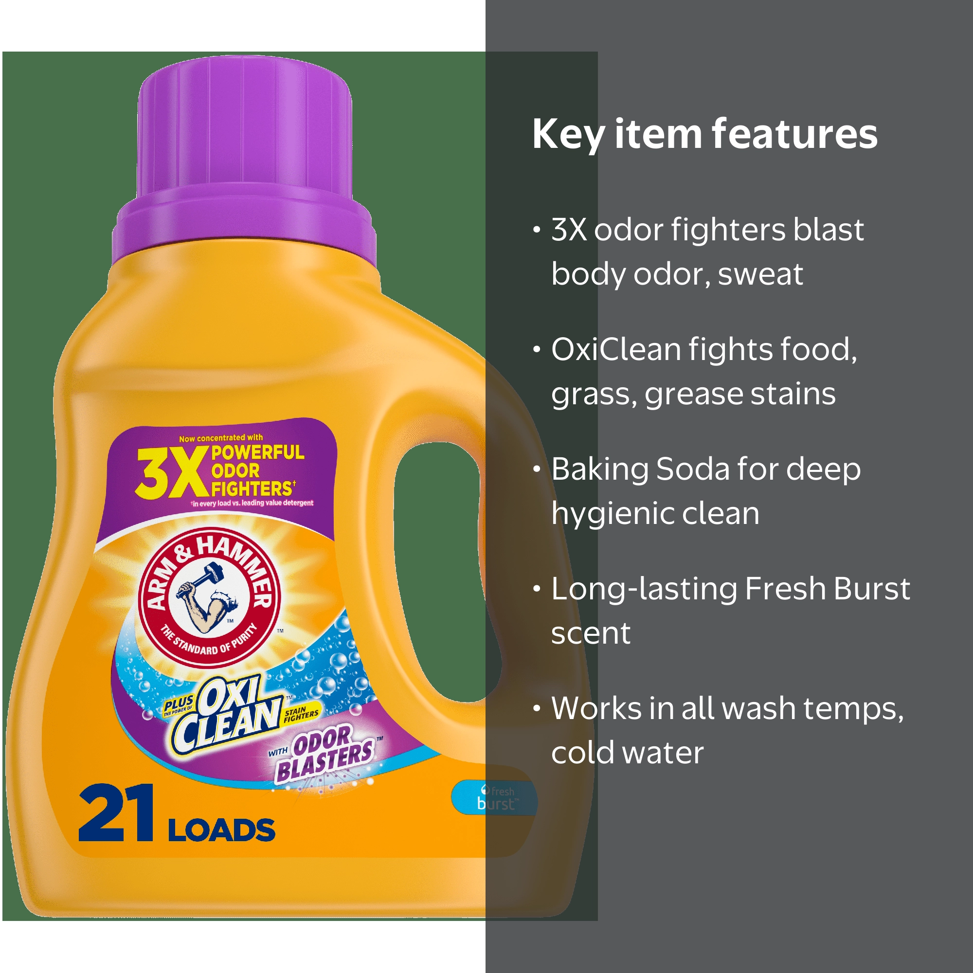 ARM & HAMMER Plus OxiClean Odor Blasters Laundry Detergent, Fresh