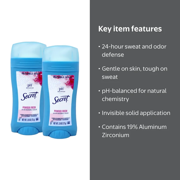 Secret, Anti-Perspirant Deodorant, 2.60 oz, Powder Fresh Pack of 2