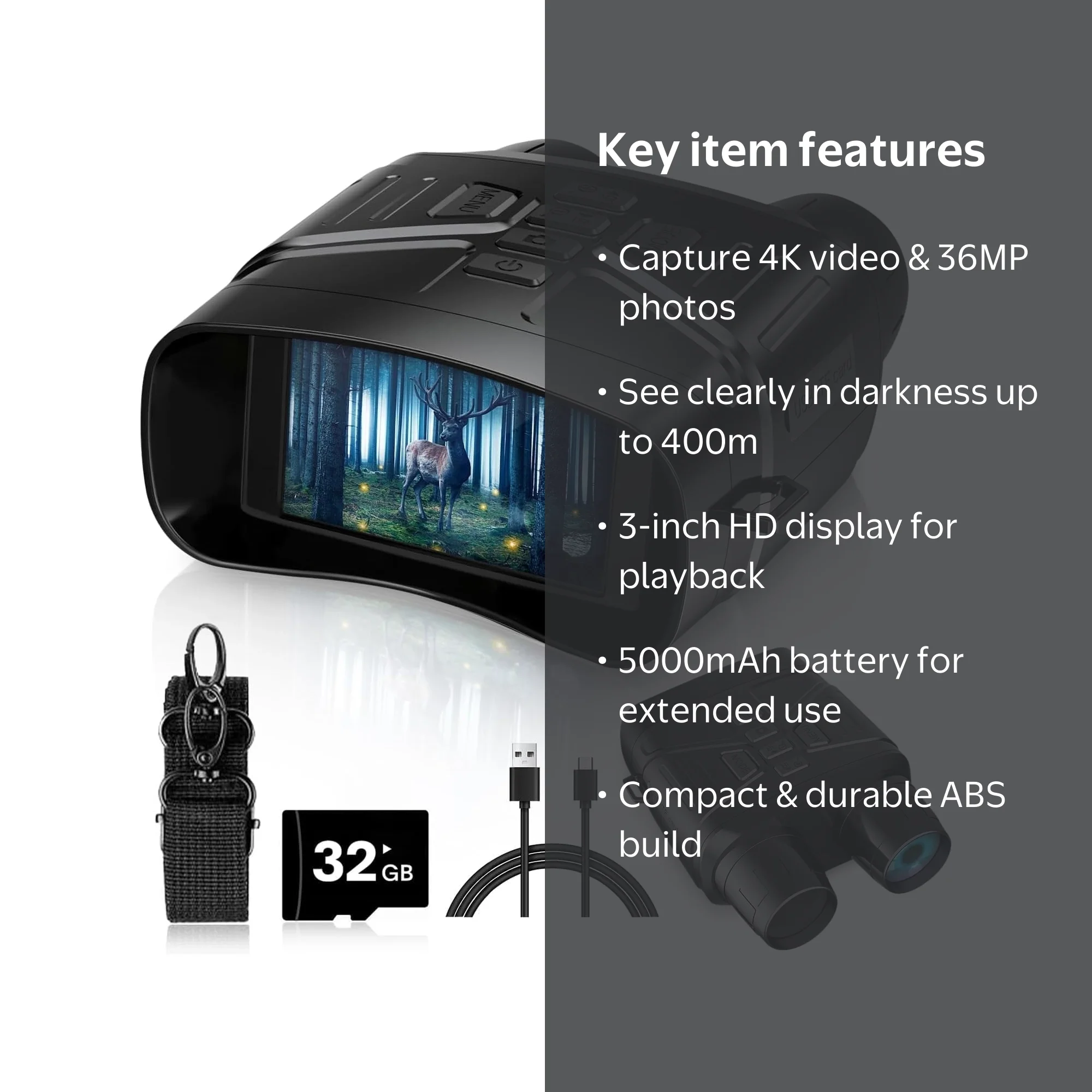 4KビデオカメラULTRALD NIGHT VISION Night Vision Goggles - 4K Night Vision Binoculars for Adults, 3
