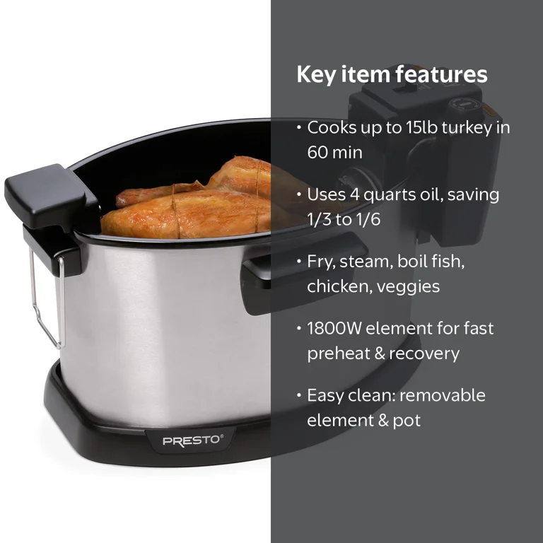 Presto, ProFry Electric Rotisserie Turkey Fryer, Stainless Steel Presto, ProFry Electric Rotisserie Turkey Fryer, Stainless Steel