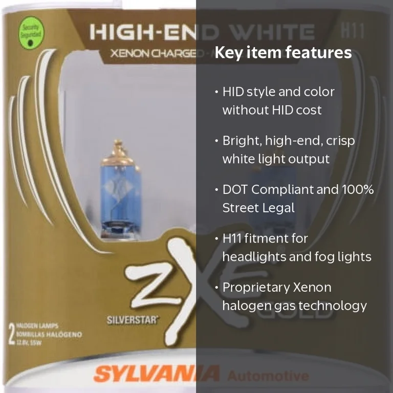 Sylvania H11 SilverStar zXe Gold Halogen Headlight Bulb, Pack of 2