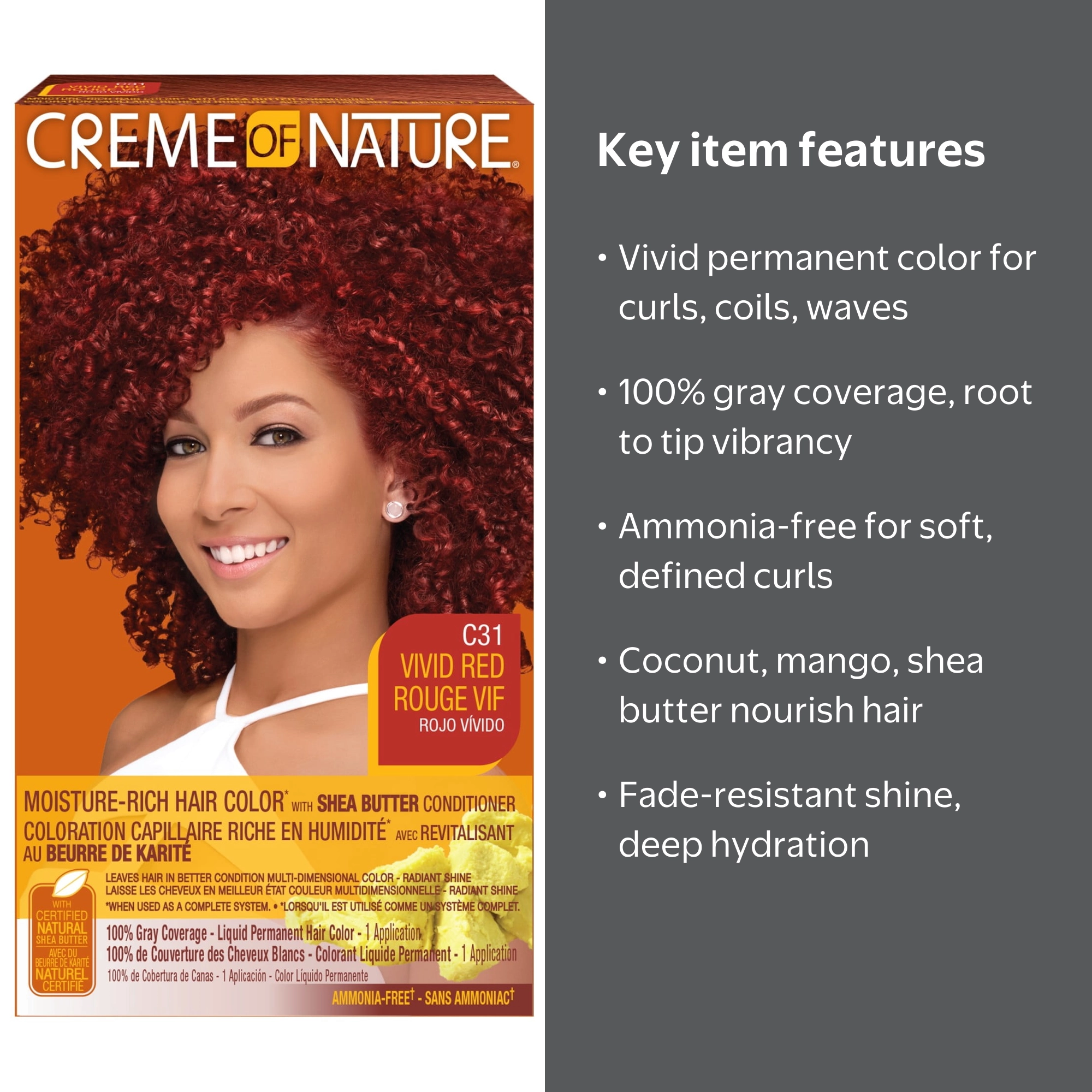Creme of Nature, Moisture-Rich Hair Color, Vivid Red C31 - Walmart.com