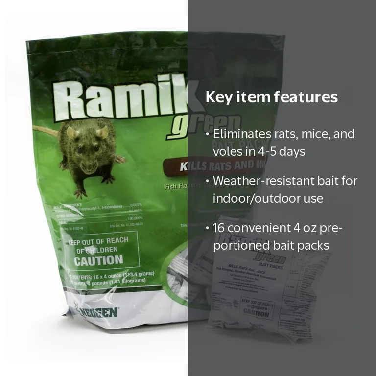 Neogen, Bait Packs, 16x 4 oz, Green weather-resistant rodenticide