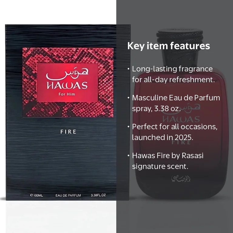 Rasasi, Hawas Fire Men Fragrance, 3.38 oz EDP Spray - Walmart.com