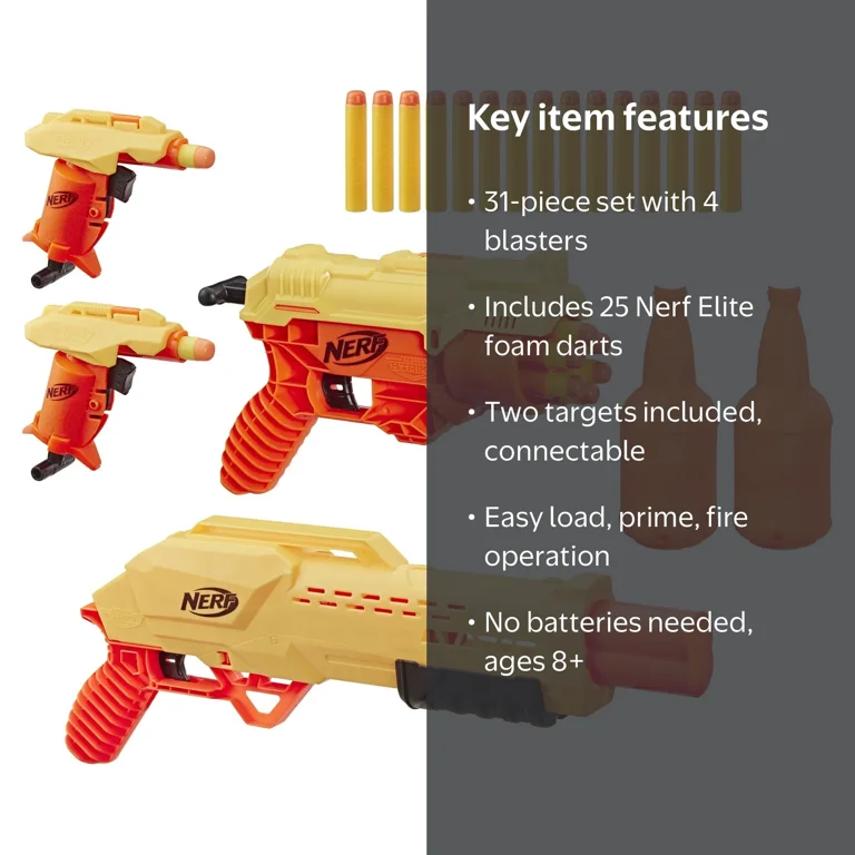 Nerf Elite Alpha Strike Mission Ops Set with 4 Blasters, 2 Half