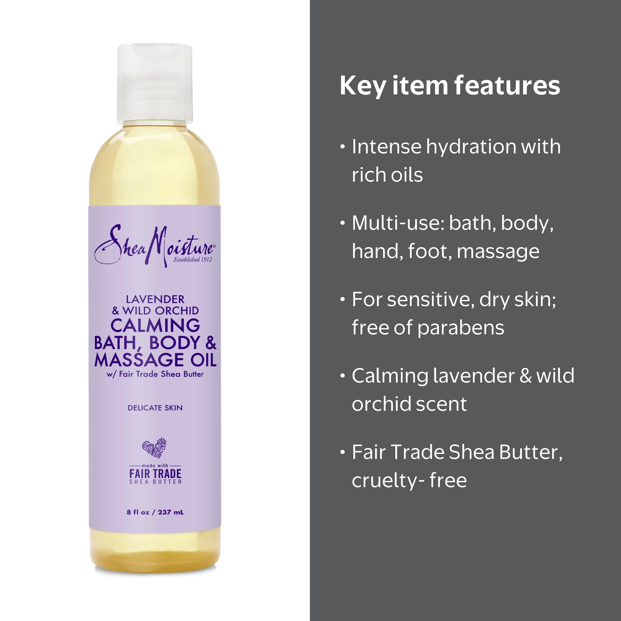 SheaMoisture Calming Bath, Body & Massage Oil Lavender & Wild