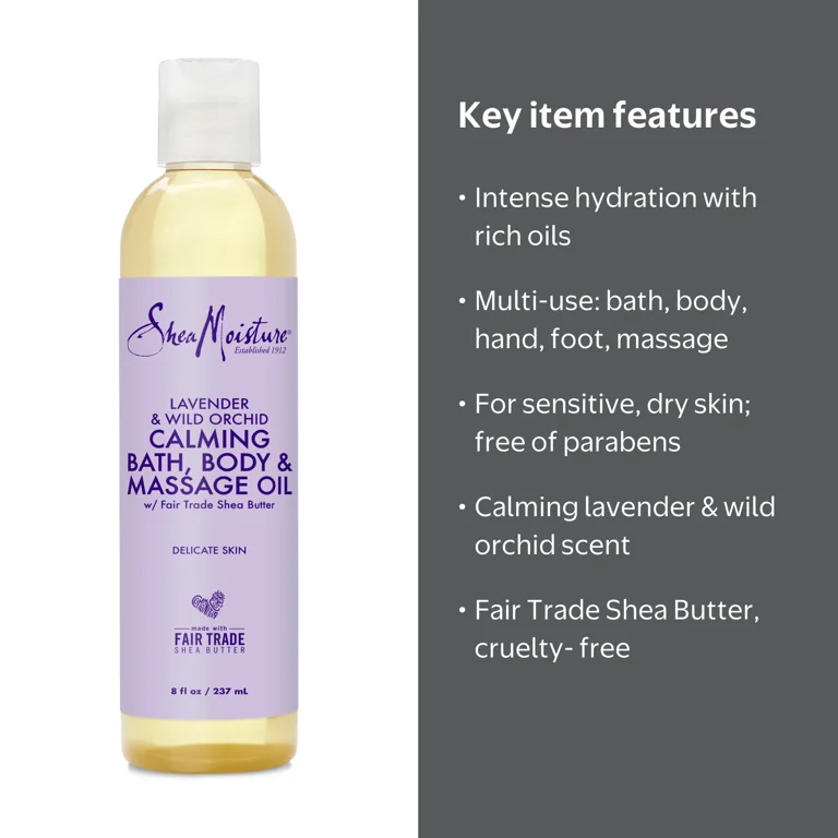 SheaMoisture Calming Bath, Body & Massage Oil Lavender & Wild